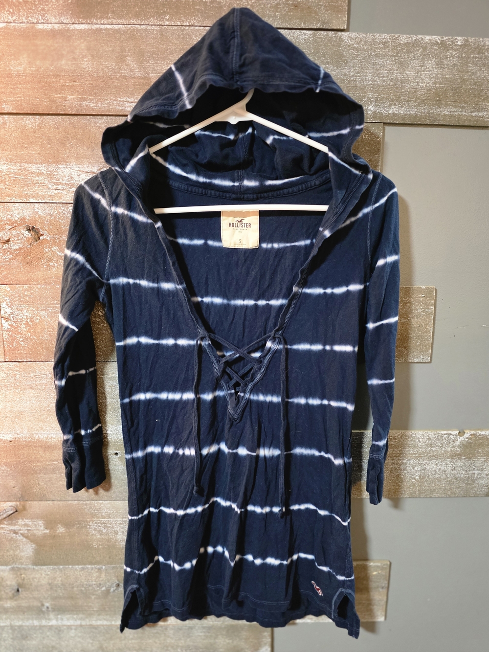 Hollister Navy Blue Tie-Dye Hooded Tunic